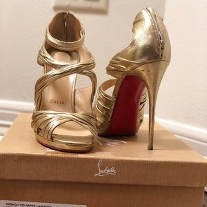Kashou 120 Nappa Laminata (Gold Louboutin Sandals)